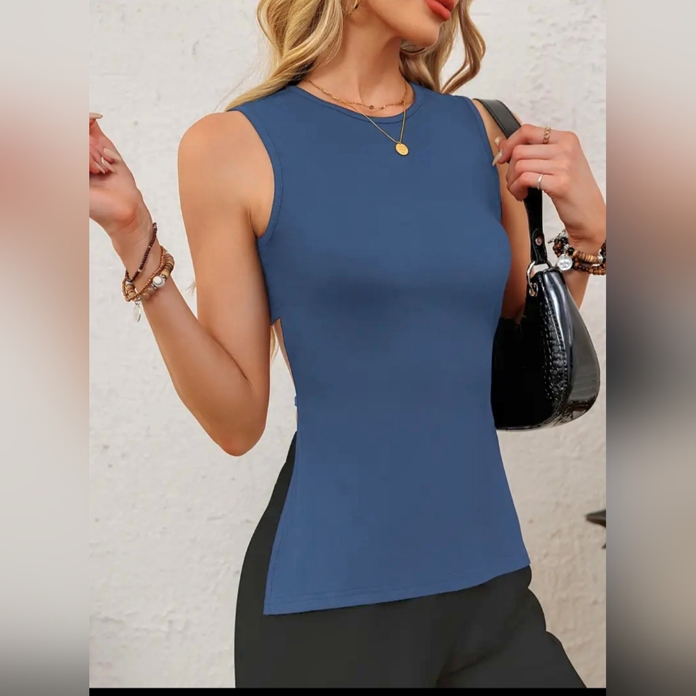 Sleeveless Blue Women's Top